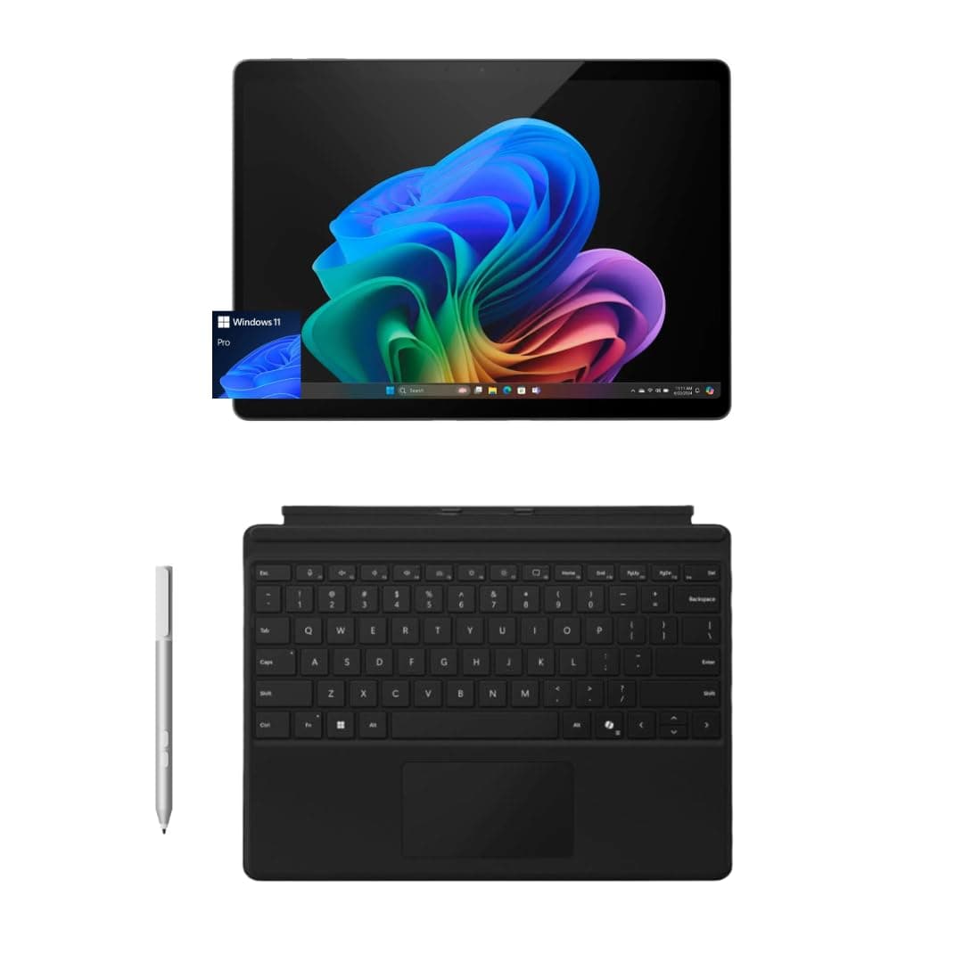 Microsoft Surface Pro 11 Bundle, 2-in-1 Tablet with Pro Keyboard and Surface Pen, Copilot+ PC, 13" Touchscreen OLED, Snapdragon X Elite, 16GB RAM, 512GB SSD, Windows 11 Pro, Black