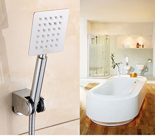 ZEYA Long Ultra Slim Rectangular Rain Spray Stainless Steel Hand Shower (Chrome Finish, SIlver, 4x3 )