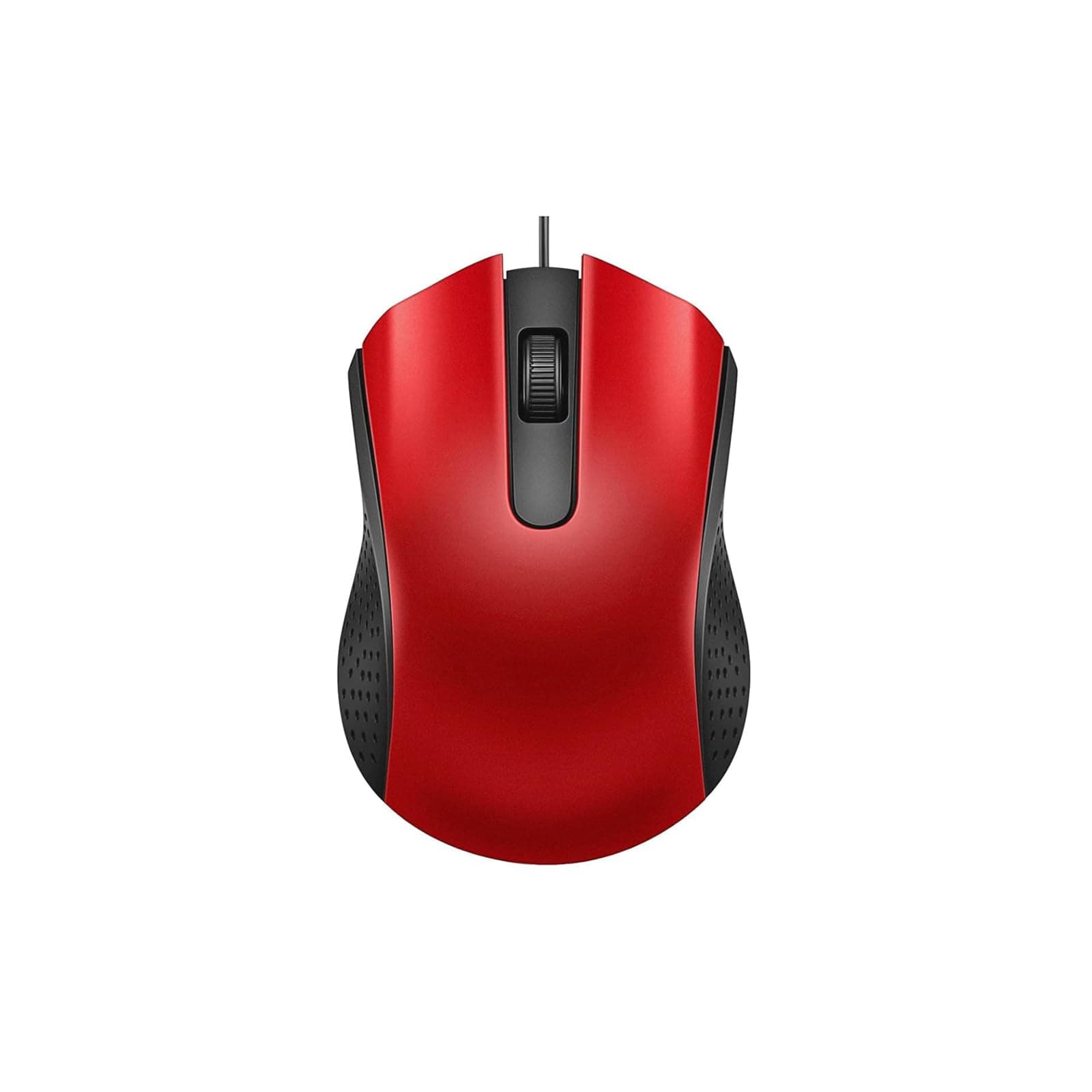 Ergonomic USB Wired Computer Mouse for Right or Left Hand, with Durable Clicks for PC, Laptop, Desktop, Chromebook, Notebook, Mac (Red)