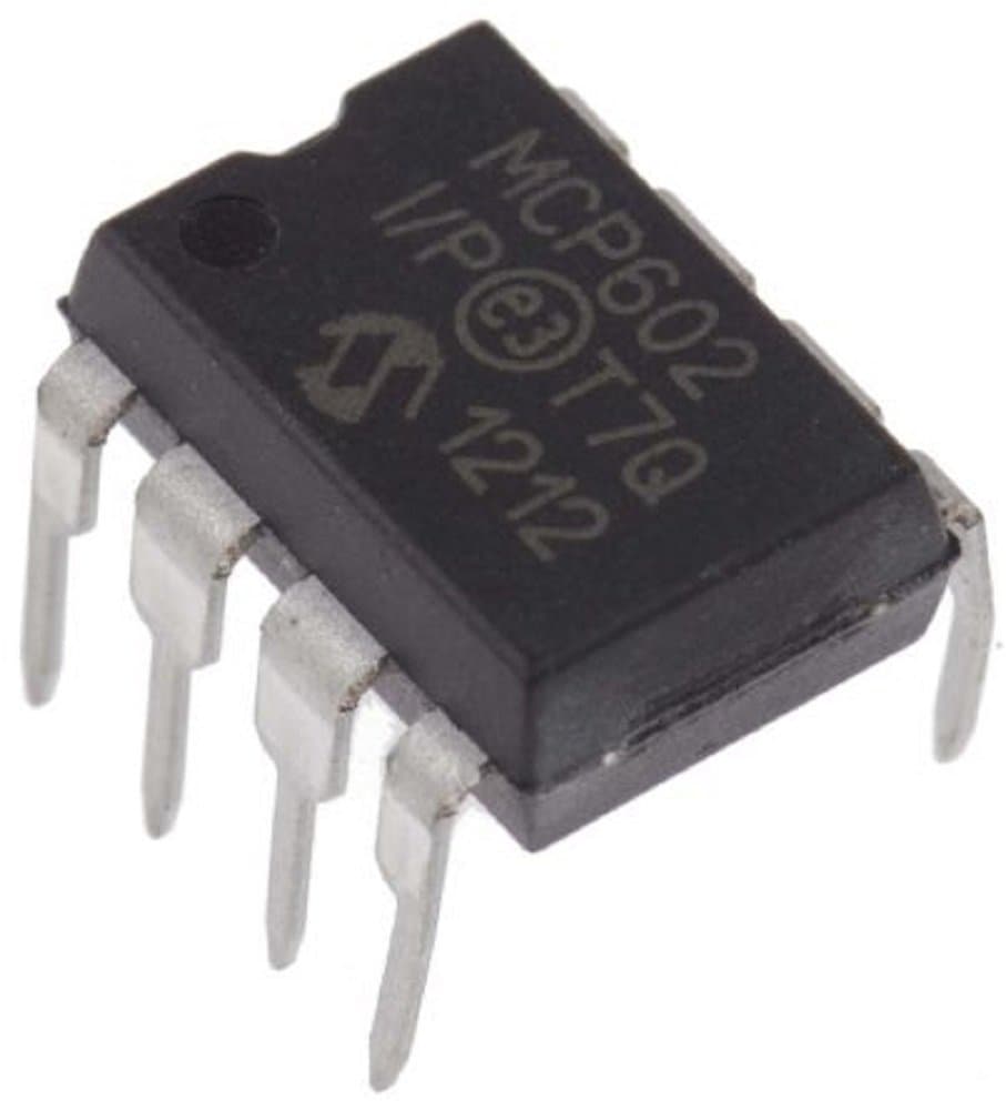 MICROCHIP MCP602-I/P Operational Amplifier, Dual, 2.8 MHz, 2 Amplifier, 2.3 V/µs, 2.7V to 5.5V, DIP, 8 Pins (1 piece)