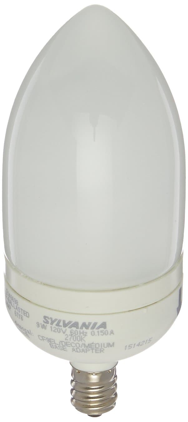 Sylvania 25986 9-Watt Compact Fluorescent B10 Light, 2 Pack