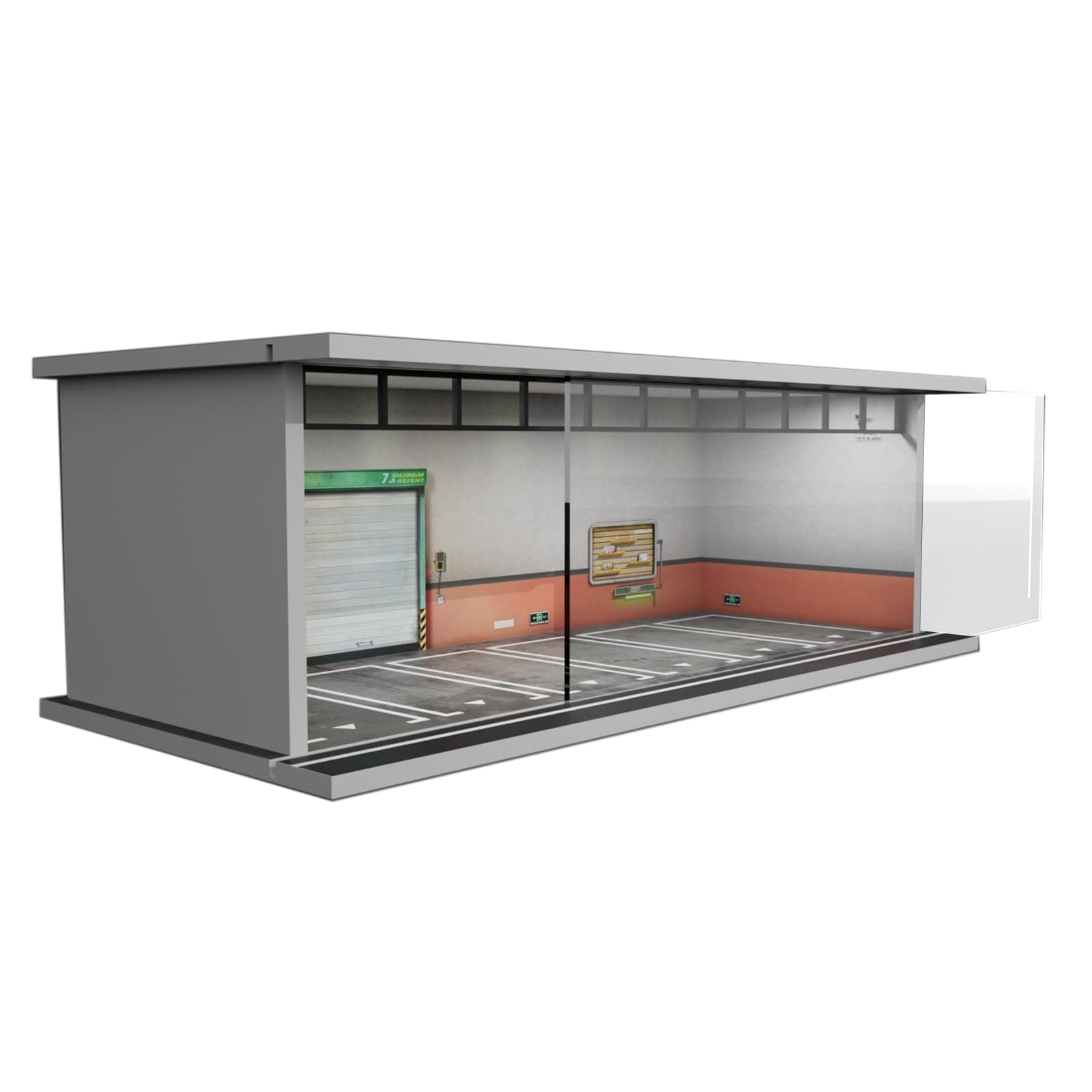 Hot Diecast Wheels Display Case - 1/64 Scale Die-cast Model Car Display Case with LED Light and Acrylic Cover, Hot Diecast Wheels Parking Garage Dioramas with 6 Parking Spaces(1/64-6Poff Road)