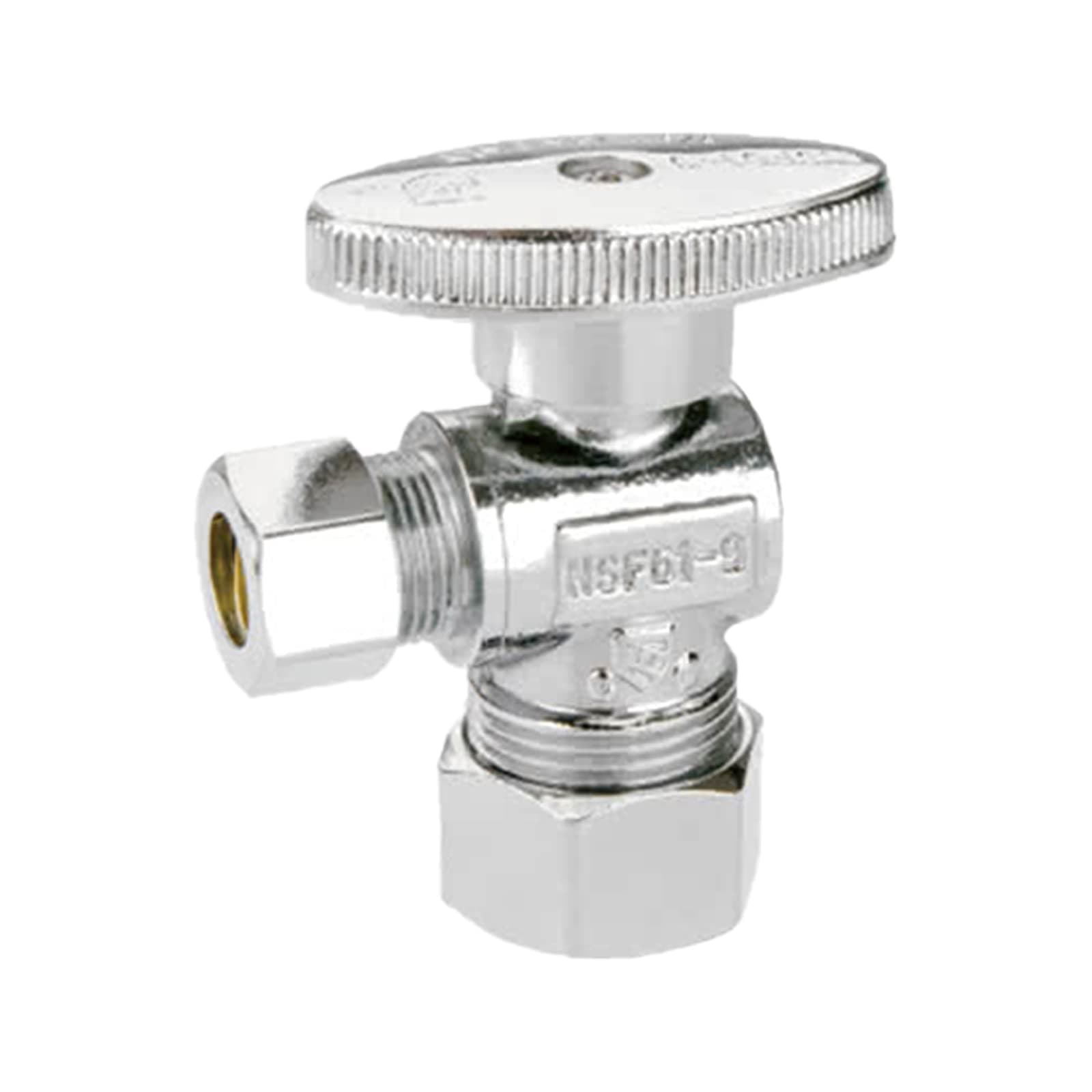 1/4 Quarter Turn Brass Angle Stop Valve 1/2" NOM Inlet (5/8"OD Comp) x 3/8" COMP Outlet,Water Shut Off Valve for Water Sink/Bathroom/Toilet/Kitchen (1-Pack)