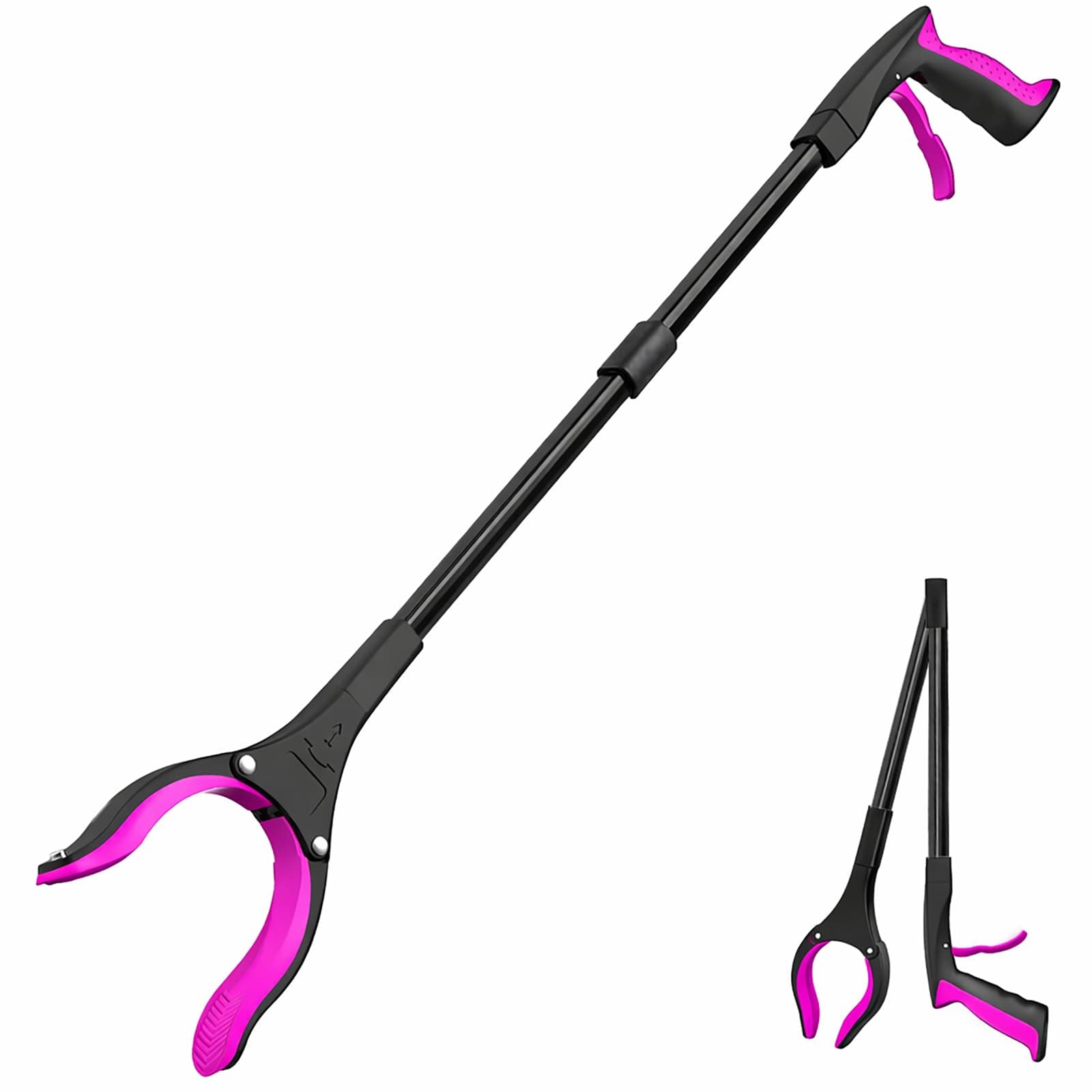 Grabber Reacher Tool - 32” Extra Long Foldable Gripper and Reaching Tool - Heavy Duty Pick Up Stick Grabbers for Seniors, Trash, Surgery Recovery Must Haves Gifts (Black Purple)
