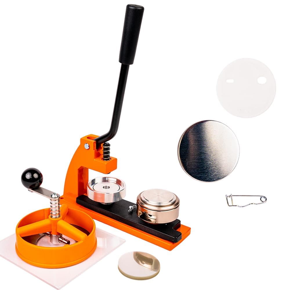 eBadges 45mm Badge Maker Kit with 250 Badge Button Blanks | Metal Button Press, Badge Machine with Circle Cutter | Interchangeable Dies 25, 38, 45, 77mm | DIY Crafts & Custom Designs