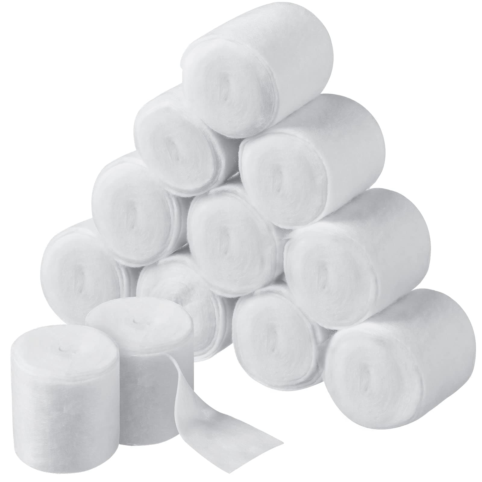 Nuanchu 12 Rolls Cast Padding Individual Pack Soft Cotton Undercast Padding Wrap Use with Plaster Cloth Gauze Bandage for Halloween Wrap Bandage Art, Body Casts, Mask Making, Craft (3 Inch x 8.8 ft)