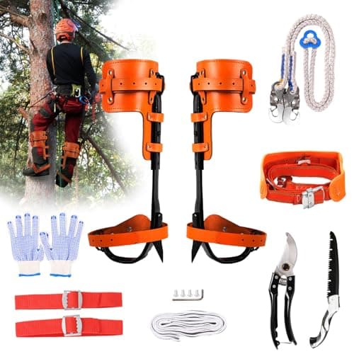Rohseson Tree Climbing Spikes, Tree Climbing Gear with Non-Slip Pedal, Adjustable Tree Climbing Tool Set