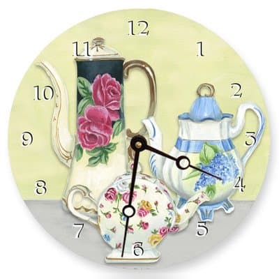 Chic Teapots Round Clock