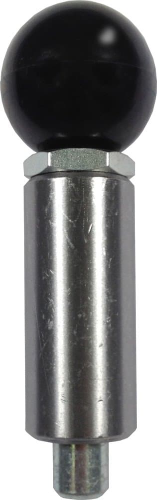 Pull Pin - Round Handle - 2-1/4" Length x 1" Diameter Steel Barrel - with Lockout - 1/2" Diameter Steel Spring-Loaded Plunger