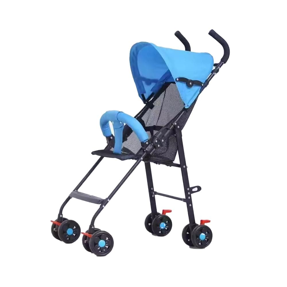 Star Babies Pram/Buggy (0-4 Years), Light Weight Baby Stroller, Foldable/Portable, Strong Travel Friendly Colourful Stroller for Baby/Kids, (Blue)