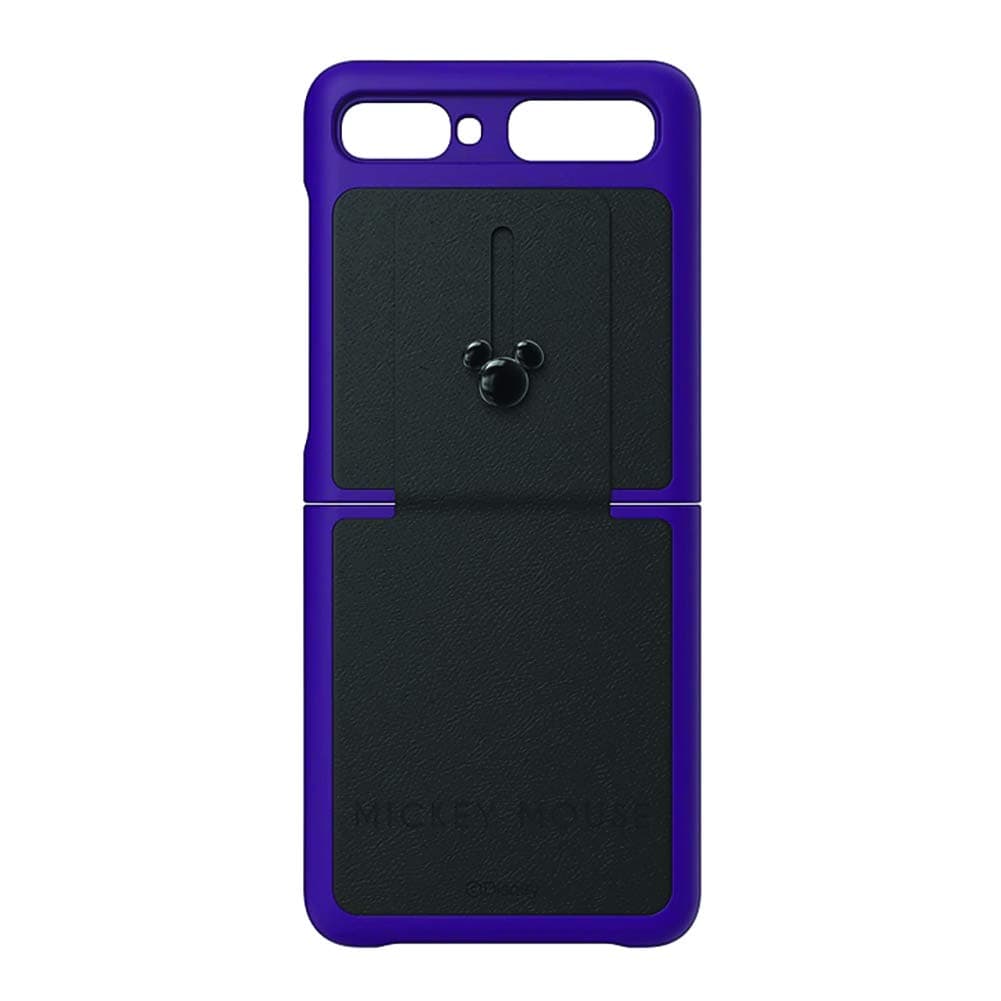 haainc Mickey Mouse Edition Genuine Leather Shell Protective Cover Case for Samsung Galaxy Z Flip (SM-F700) (Purple Black)