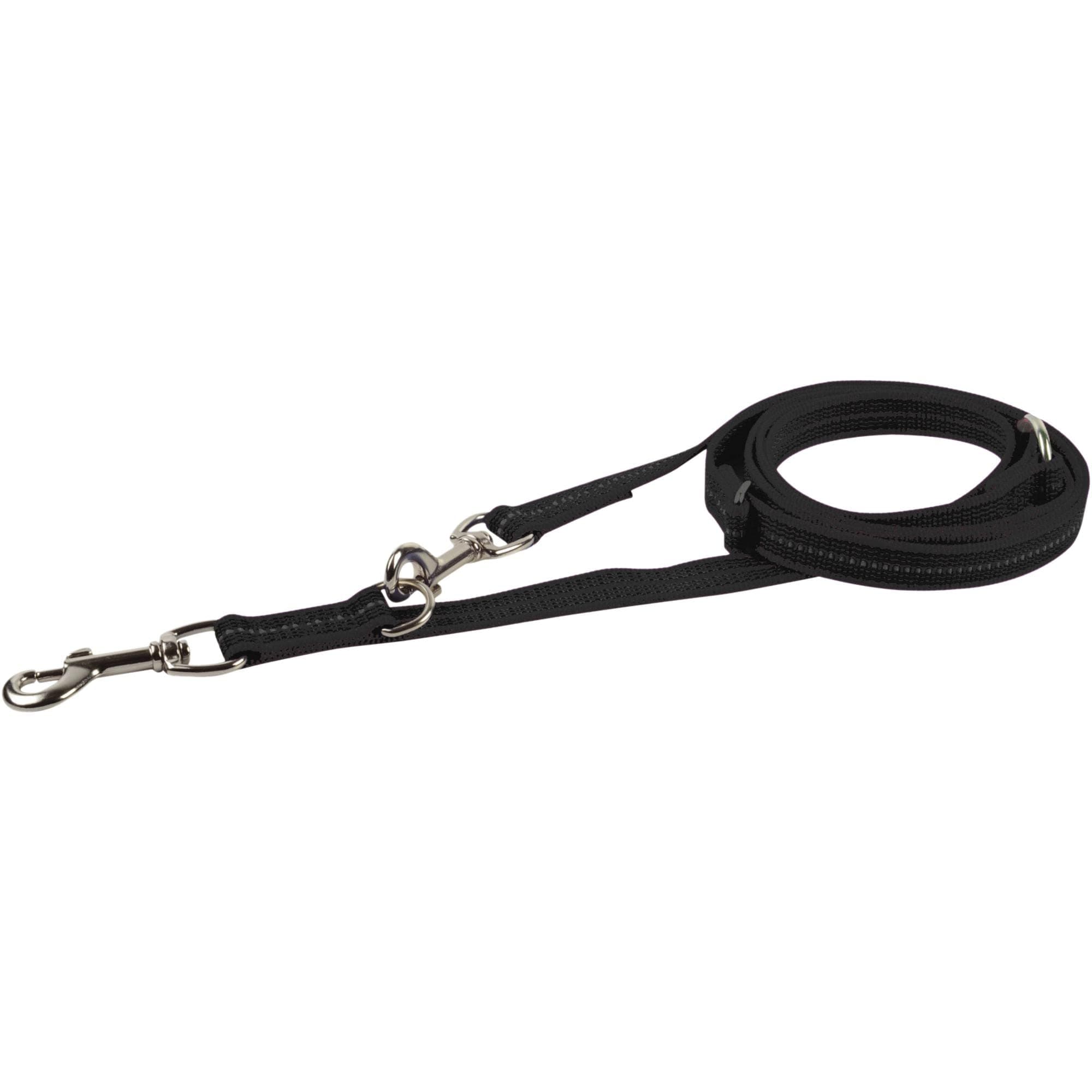 Herm Sprenger Adjustable Dog Training Leash - Secure, Non-Slip Rubberized Nylon Grip Hands Free Dog Leash - Durable, 3/4” Thick, and Reflective (4FT - 7.5 FT Length) (Black)