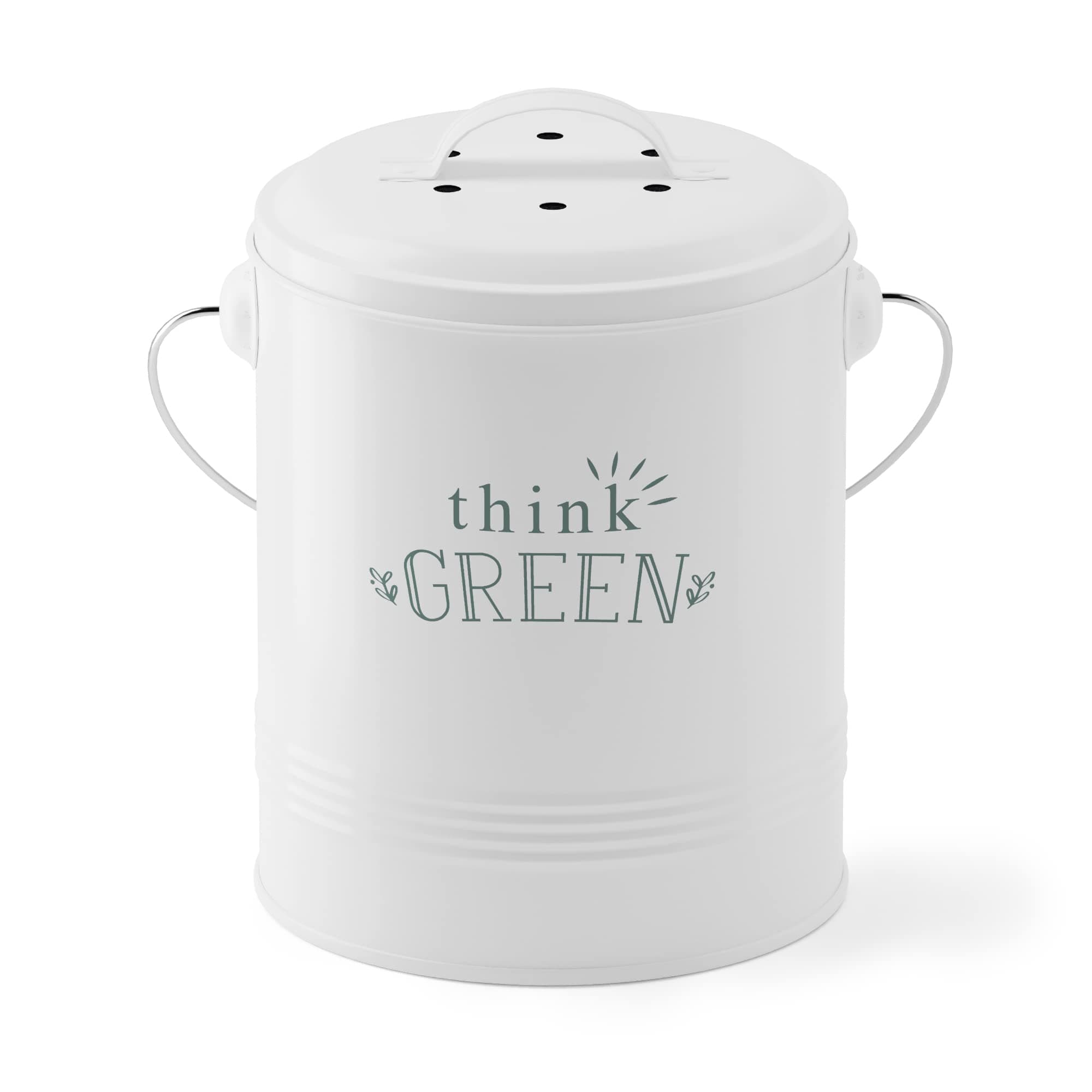 Barnyard Designs Compost Bin for Kitchen Counter - 1.2 Gallon Countertop Composter with Extra Smell-Absorbing Filters and Inner Bucket for Easy Cleaning - Food Waste Bin for Kitchen with Lid (White)