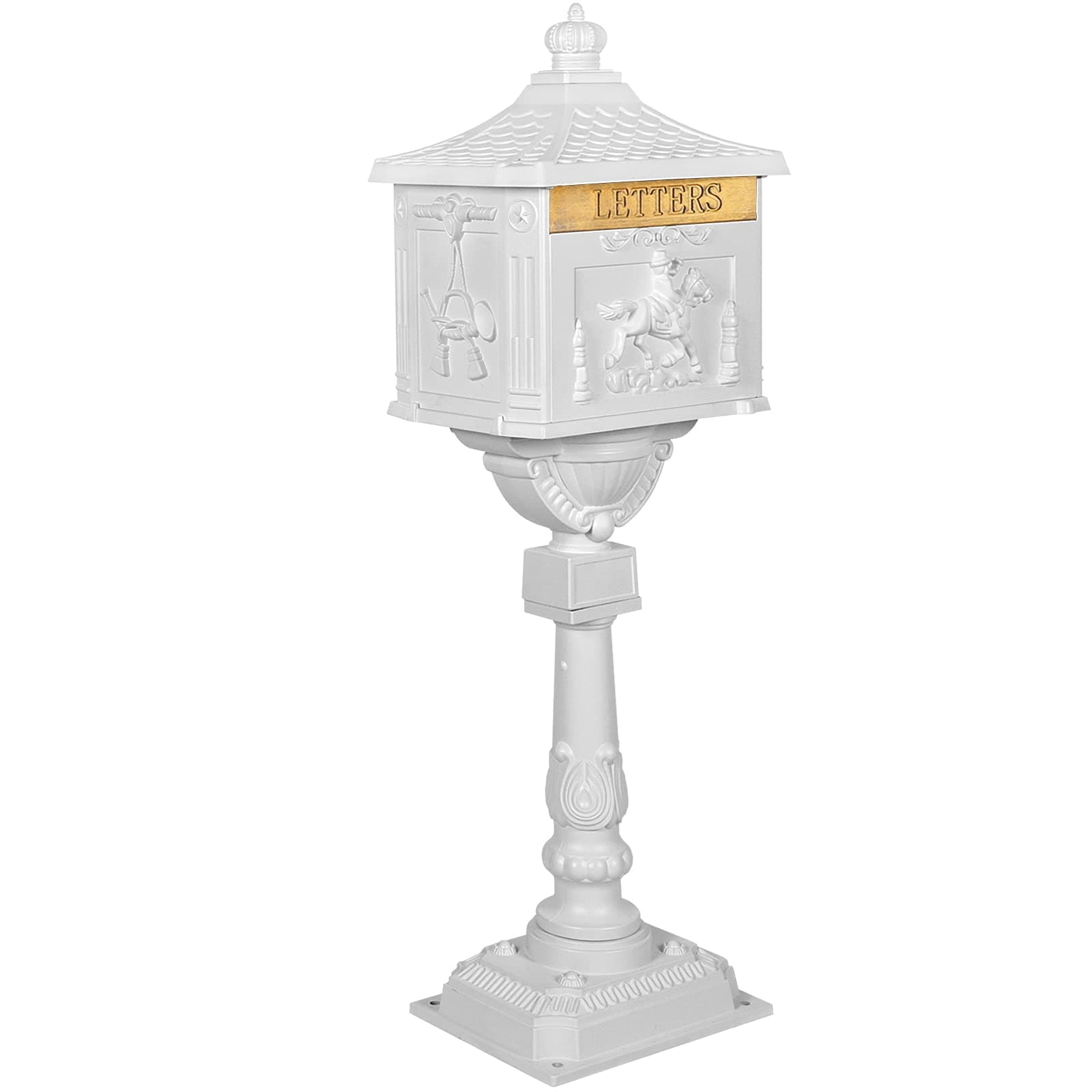 Polar Aurora Mailbox Cast Aluminum White Mail Box Postal Box Security Heavy Duty New