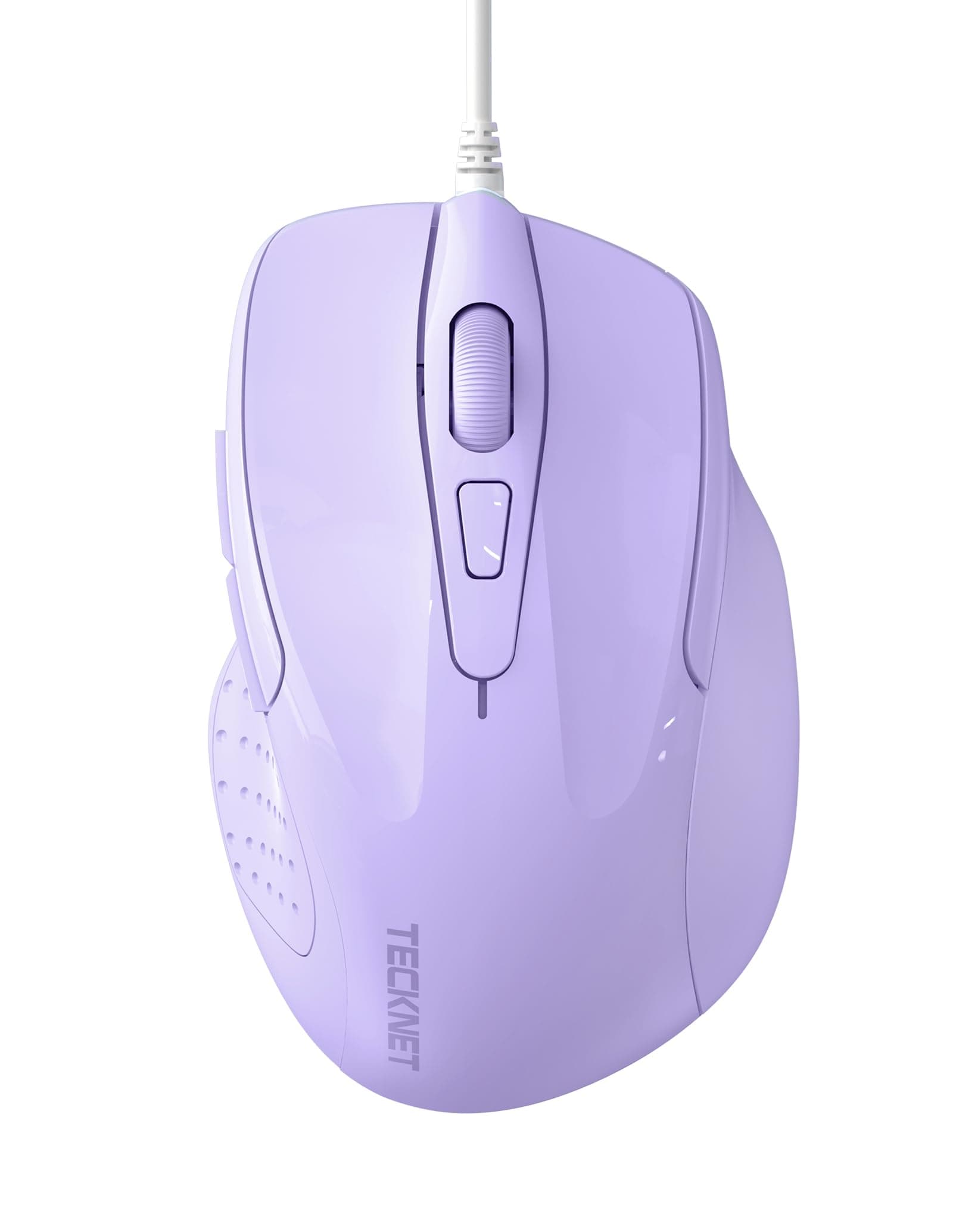 TECKNET Wired Mouse, 6-Button Corded with 4 Adjustable DPI, Optical Ergonomic Design, 5FT Cord for Laptop, Chromebook, PC, Desktop, Mac, Notebook - LT.Purple