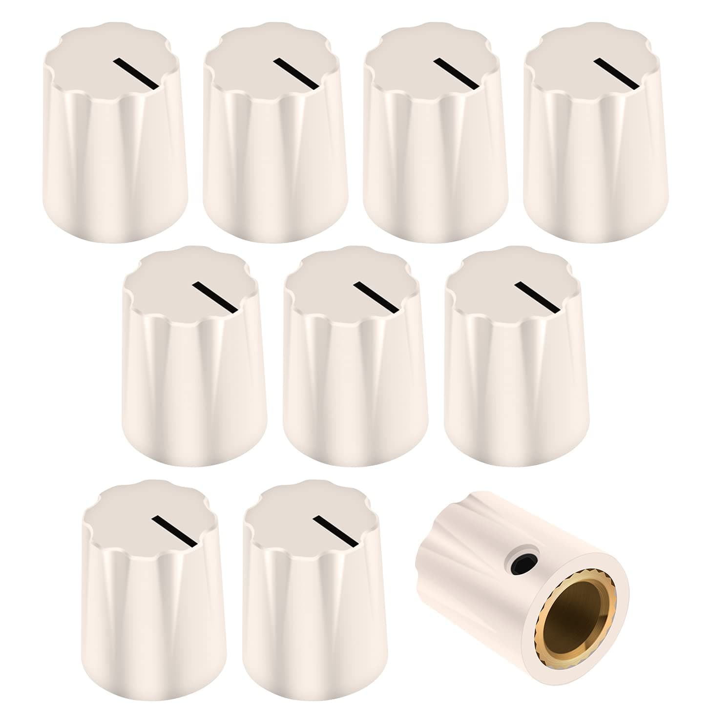 DAIERTEKGuitar Effect Knob 1/4 Potentiometer Knob Plastic Volume Control 1900 Davies Style 6.35MM Knob Metal Insert with Set Screw for Guitar Pedal Effect Cream -10Pcs