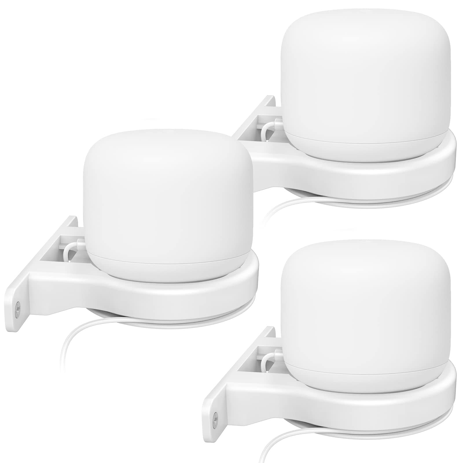 3 Pack Google WiFi Wall Mount ABS Bracket Holder Shelf for Google Nest WiFi Router and System[Built-in Cable Management](3 Pack, White)