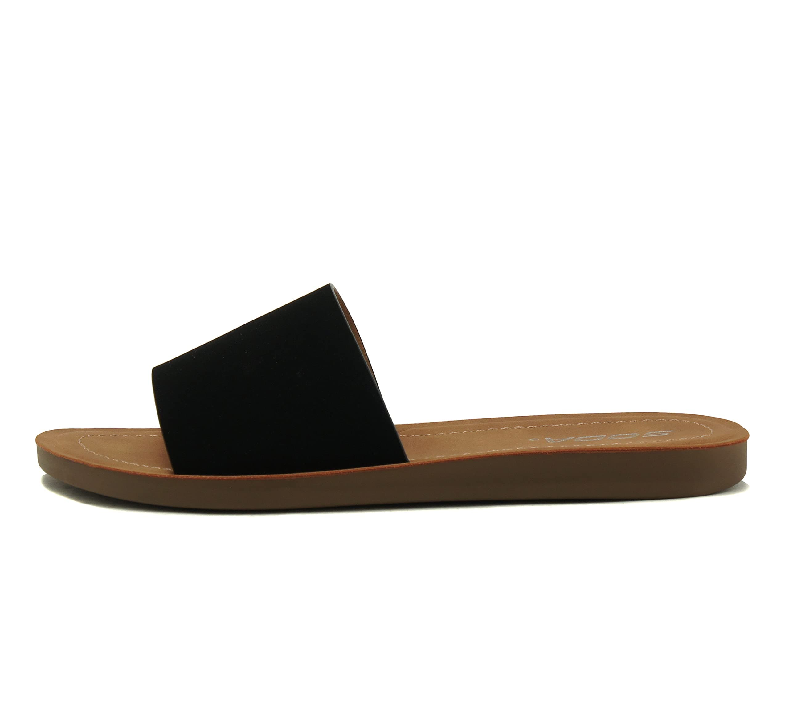 SodaShoes Efron-S Women Flip Flops Basic Plain Slippers Slip On Sandals Slides Casual Peep Toe Beach