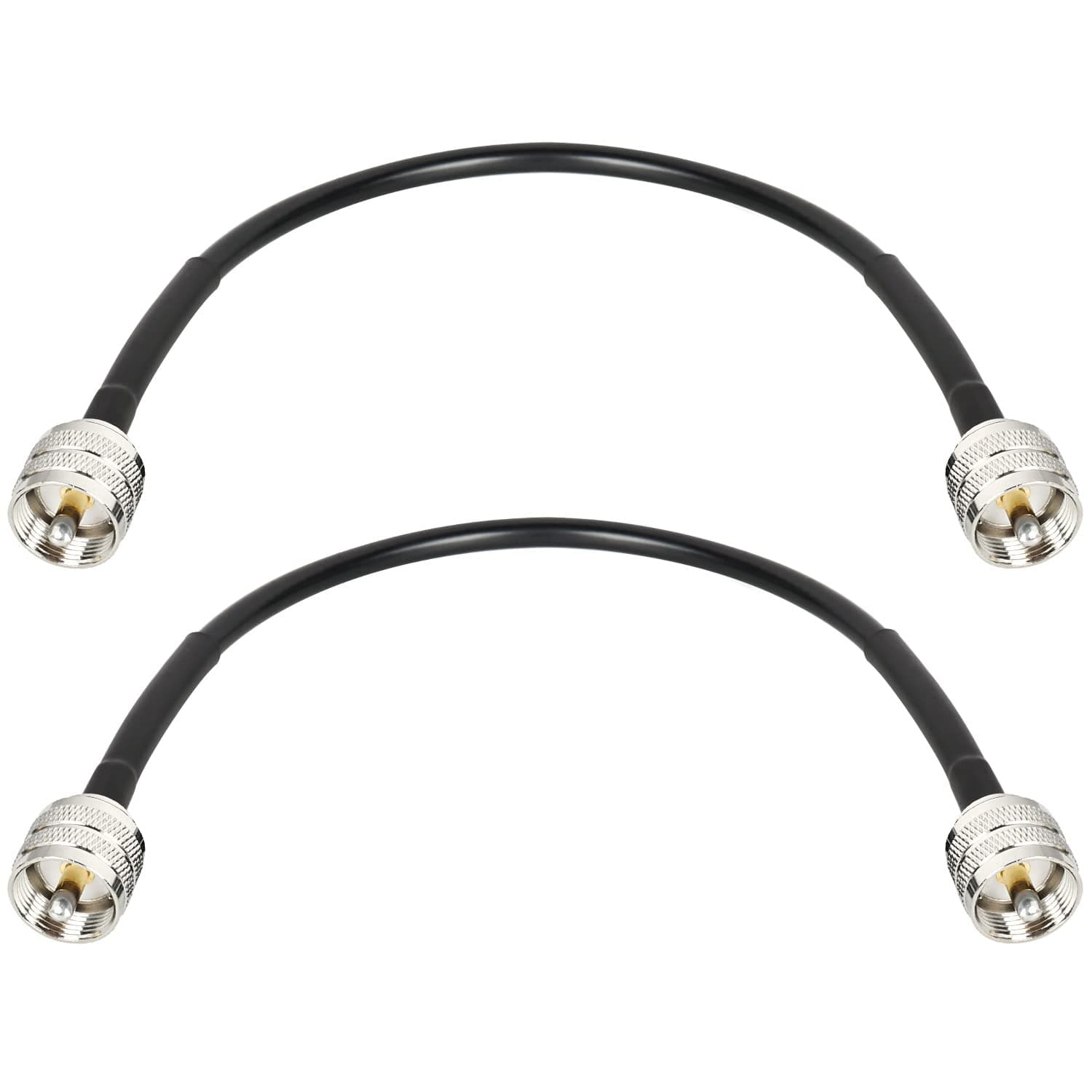 MOOKEERF RG8x Jumper Cable 0.3 m, 2 Pieces PL259 Jumper Cables, CB Coaxial Cable 50 Ohm, UHF PL259 Male to Male, SWR Meter, Antenna Analyzer