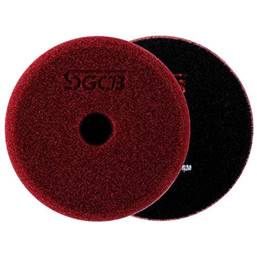 SGCB Pro 3" RO DA Foam Compounding Pad, Super Heavy Cutting Flat Car Buffing Pad Hook & Loop Car Foam Polisher Sponge Pad for 1st Step Heavy Scratch Defect Imperfection Oxidation Removing, 1-Wine