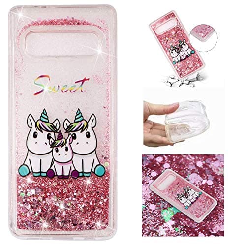 Galaxy S10 Plus Case,Galaxy S10 Plus 6.4 inch Case, Futanwei Cute Luxury Glitter Liquid Quicksand Cover Shock Absorption Drop Soft TPU Bumper Protection Case for Samsung Galaxy S10 Plus Phone, unicorn