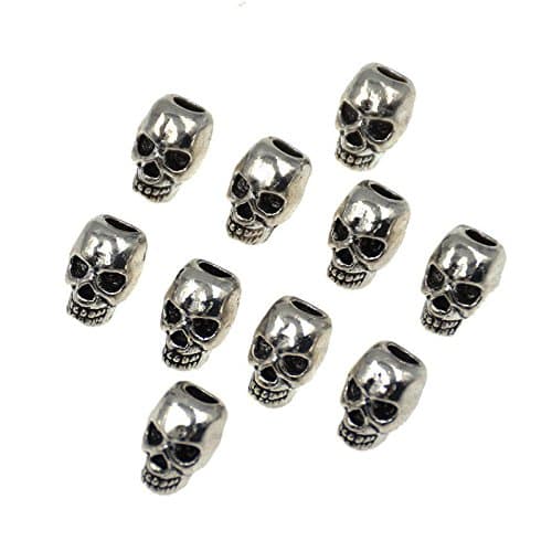 Baba 10 Pieces Skull Halloween Style Braiding DIY Accessory Dread lock Hair Beads Hair Braid Pins Rings Cuff Clips Tibetan Jewelry Decor