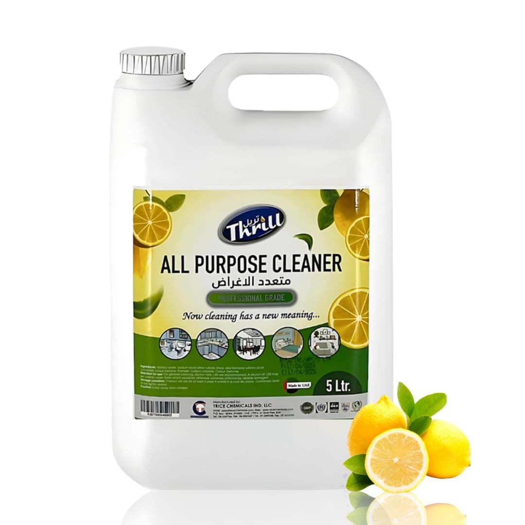 Thrill Professional All-Purpose Cleaner 5L – High-Performance Multi-Surface Cleaner with Natural Lemon Scent, Industrial Strength Degreaser, Eco-Friendly, for Home and Commercial Use