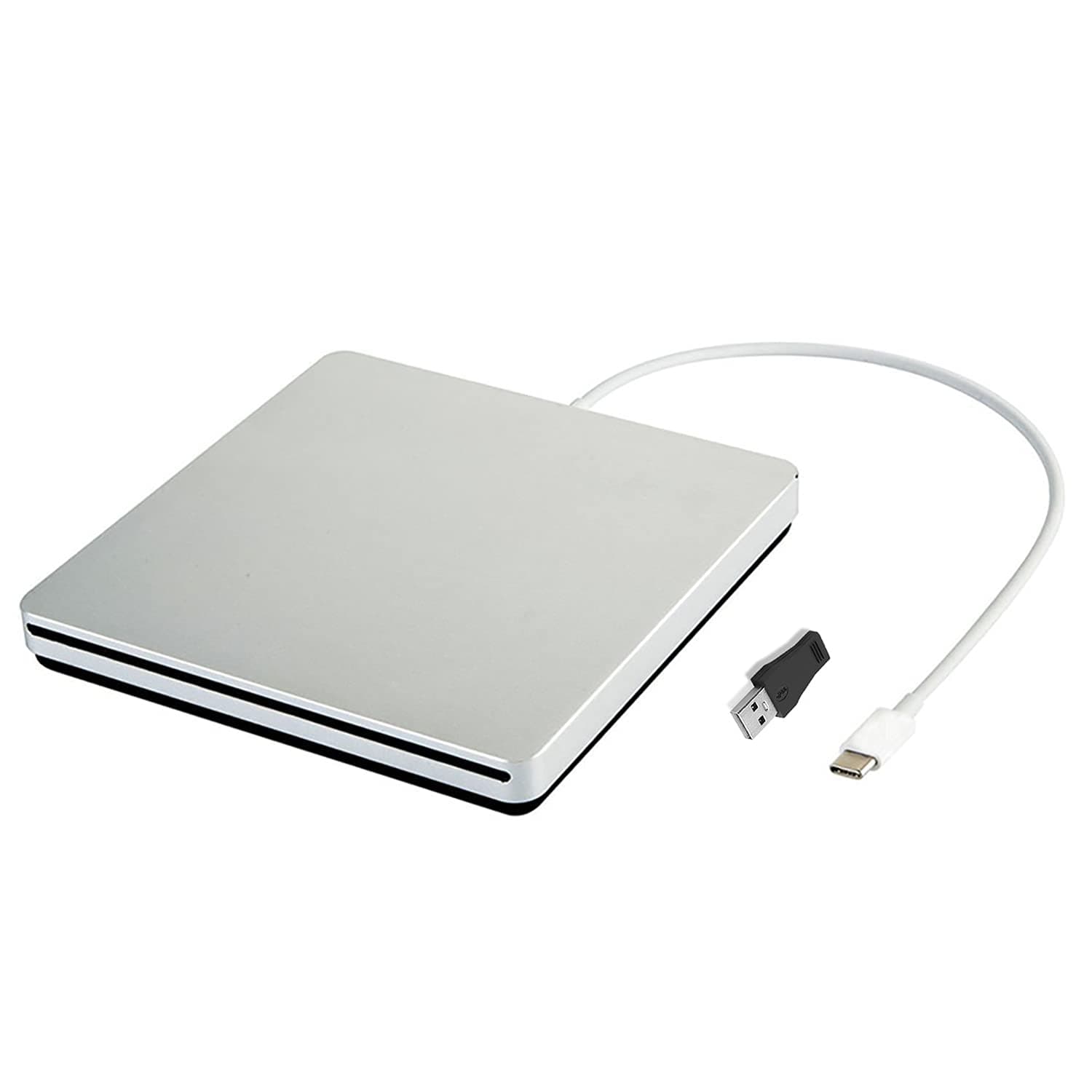 External CD DVD Drive USB C USB 3.0 Slot in Type C Burner Portable Slim DVD CD RAM Writer Reader for iMac Notebook Laptop Desktop Support Mac os Win 7 Win8 Win10 (Sliver)