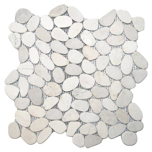 Sliced White Pebble Tile Sample