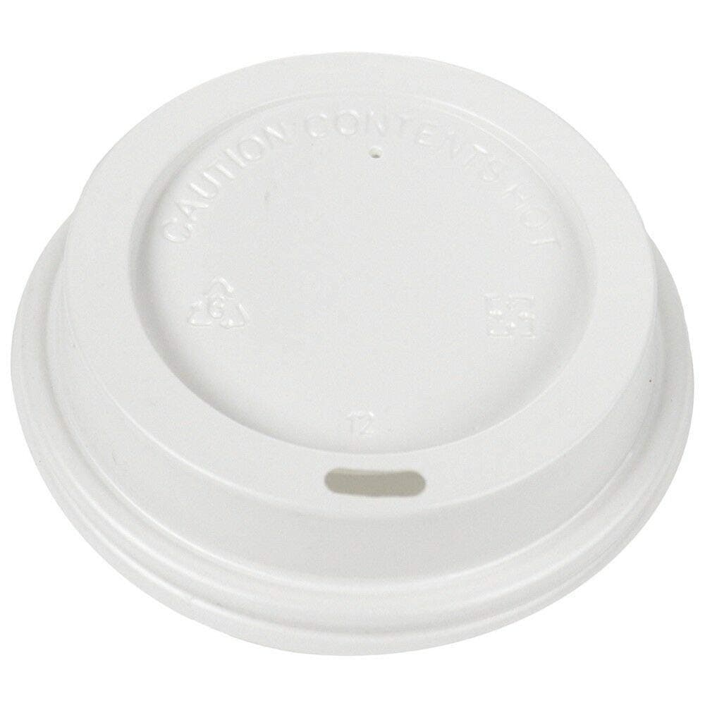 We Can Source It Ltd - 12oz /16oz (90mm) SIP Through PET Plastic Coffee Cup Lids for Paper Coffee Cups - Black or White Available! (White, 100)