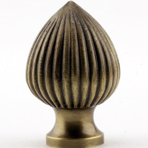 Solid Brass Ribbed Cone Lamp Finial Antique Color