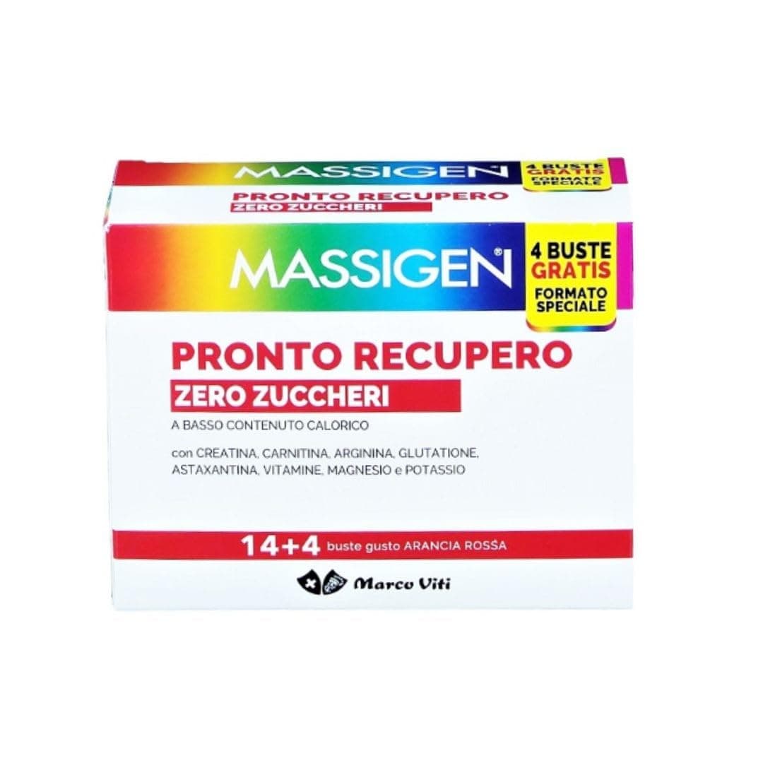 Massigen Pronto Recupero - Zero Zuccheri Integratore, 14 Bustine + 4 Bustine
