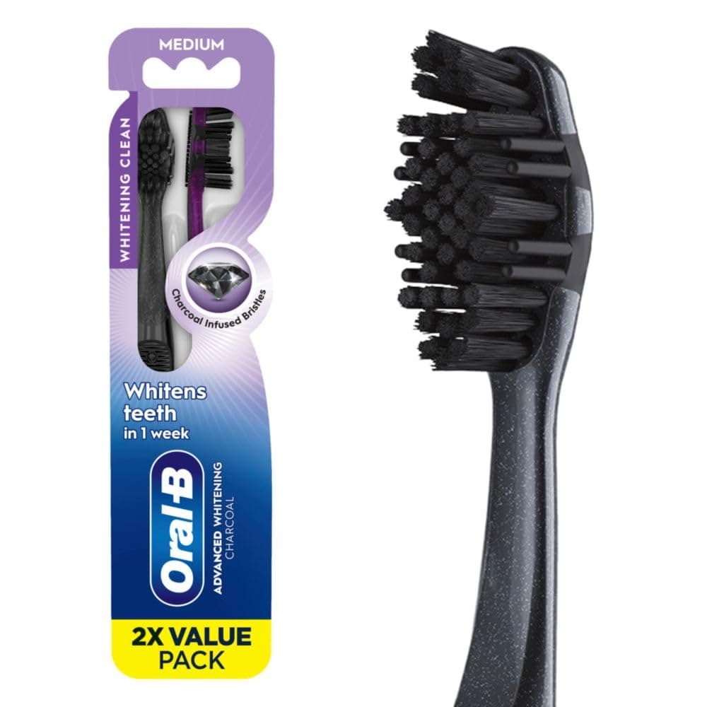 Oral-B Charcoal Toothbrushes, Medium 2ct
