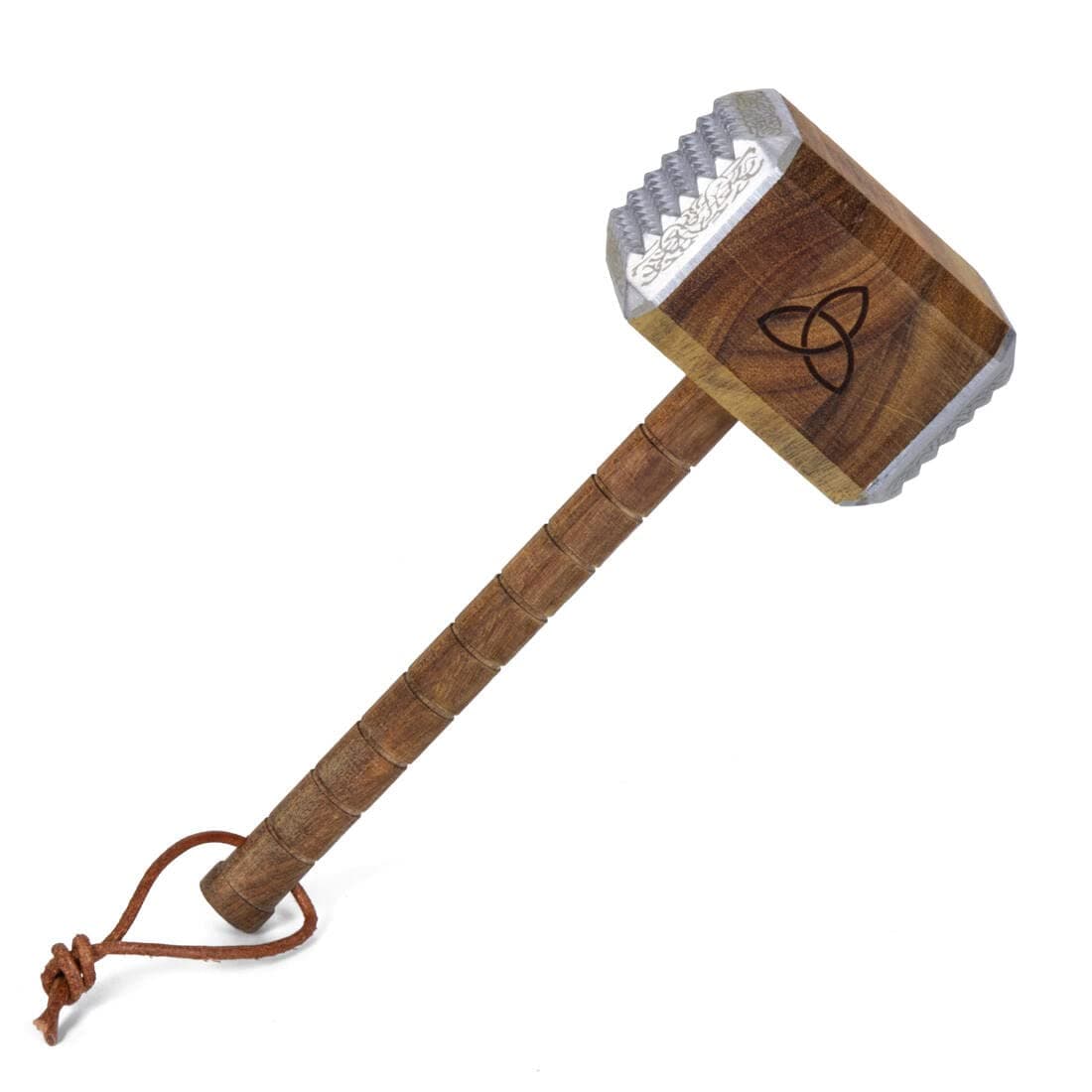 getDigital Mjölnir Meat Tenderizer Tool - Thor's Hammer Kitchen Helper for Tenderizing Steak - Acacia Wood with Dual-Sided Aluminum Caps and Runes Decoration