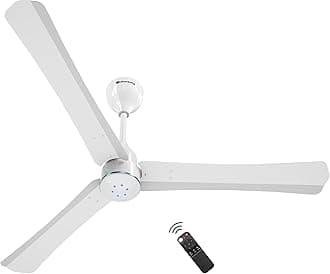 atomberg Renesa Halo Smart Alexa Enabled 1200mm BLDC Ceiling Fan with Remote | BEE 5 star | High Air Delivery | Low noise | LED Speed Indicator | Sleek Design | | 3 Year Warranty | White & Blue Ring