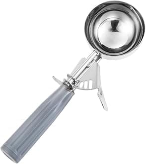 Portion Scoop - #8 (4 oz) - Disher, Large Cookie Scoop, Food Scoops, Muffin Scoops - Portion Control - 18/8 Stainless Steel, Grey Handle