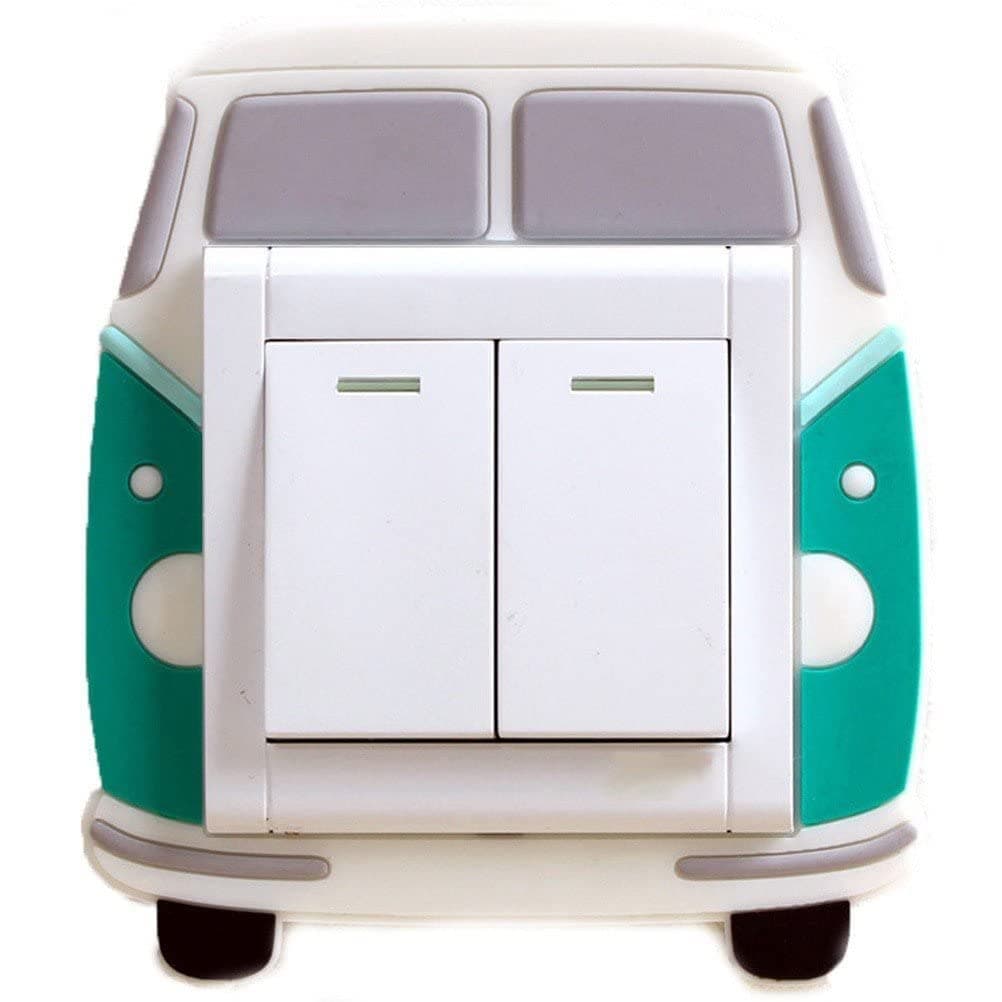 KASTWAVE Light Switch Stickers, Cute Car in the Dark Switch Decals Decorative Art Murals for Bedroom Office Home Decoration (Green)