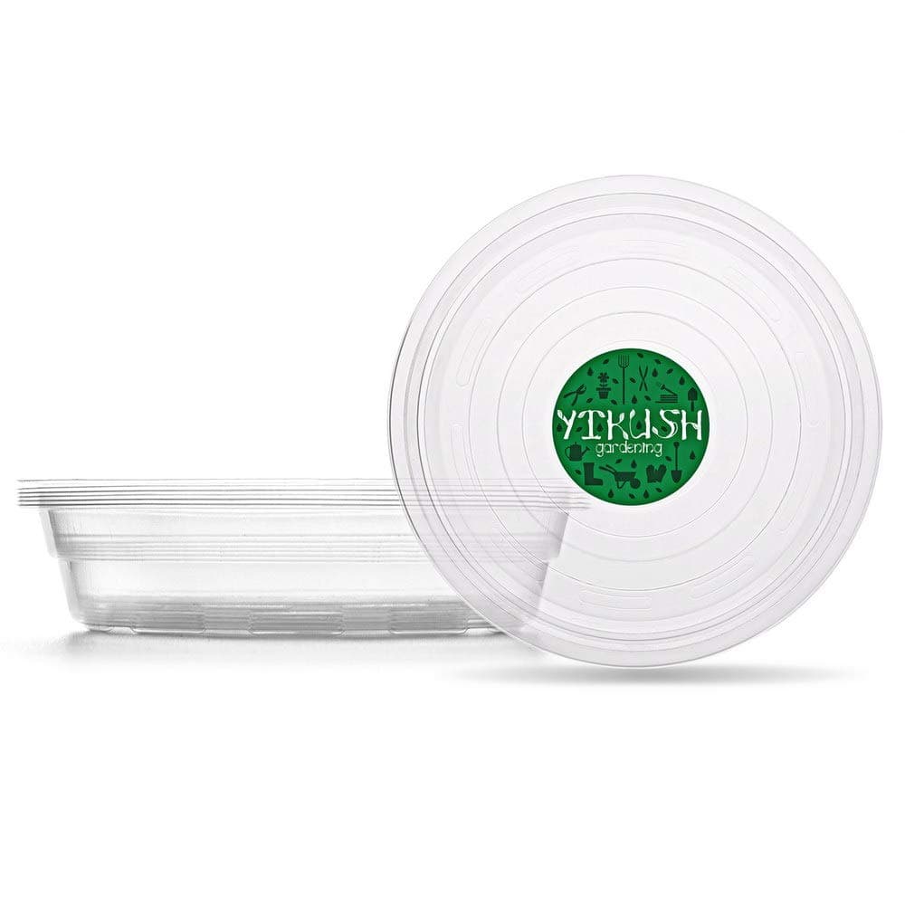 YIKUSH Clear Plant Saucers 6 Inch 12 Pack Flower Pot Tray Excellent for Indoor & Outdoor Plants (12, 6 Inch)