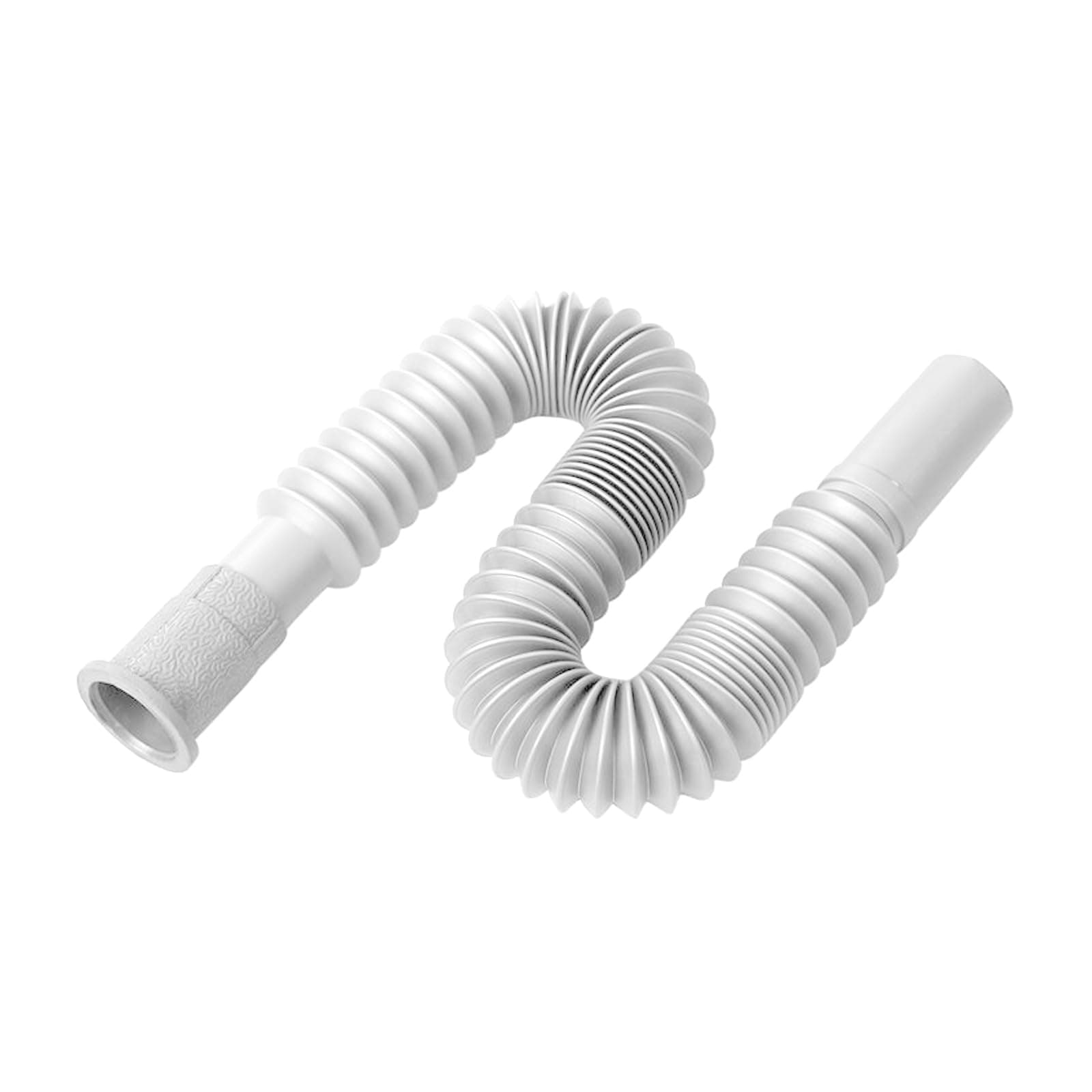 1-1/4 Inch White Plastic & Rubber Flexible Drain Pipe, Kitchen & Bathroom Sink Drain Extension Tube, 34.6 Inch, 1-Pack