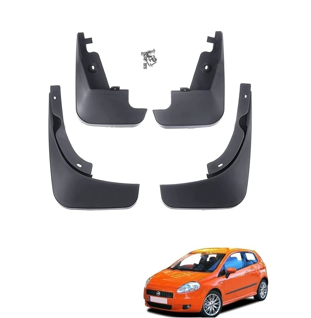Car O.E Type Custom Fit Front and Rear Mud Flap Guard Compatible for Fiat Punto Grand