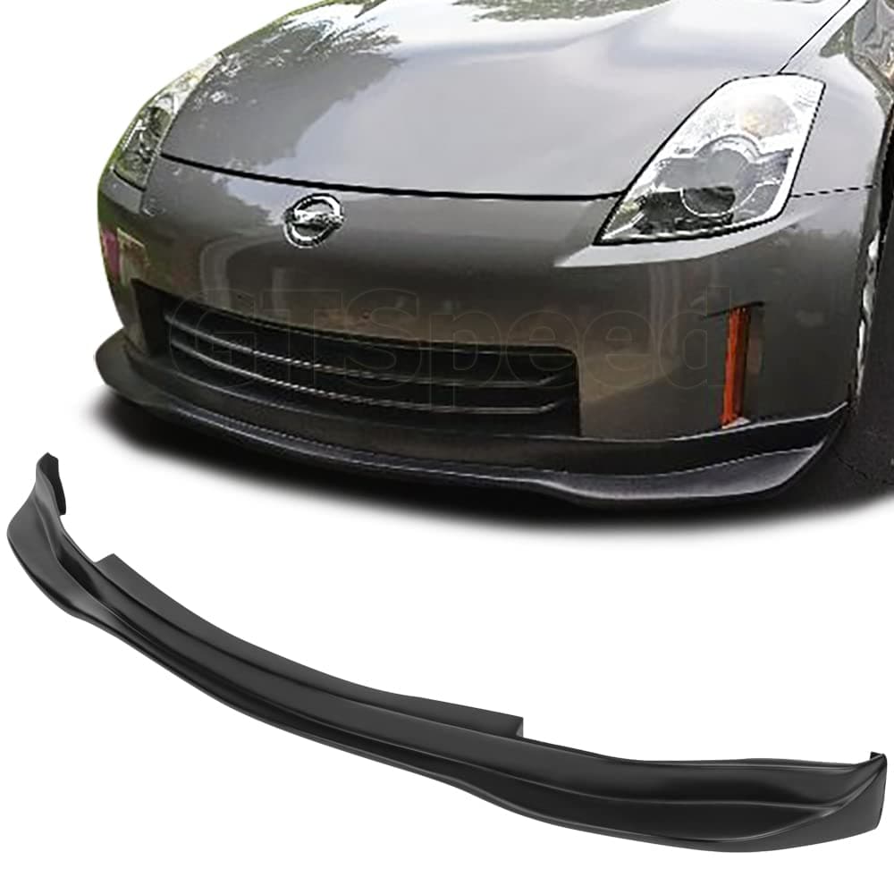 Compatible with/Replacement for Front Bumper Lip, GT Style PU Front Lip Spoiler Black, Fits 2006 2007 2008 2009 Nissan 350Z Fairlady Z Z33