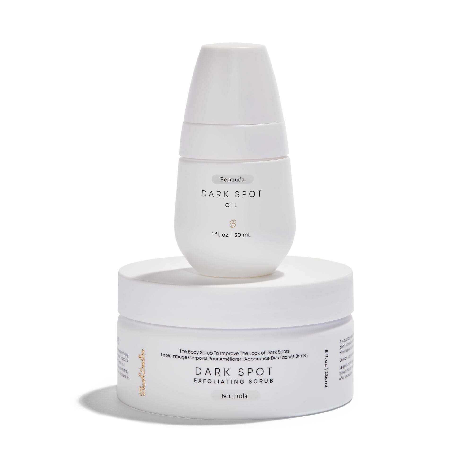 Bushbalm Dark Spot and Hyperpigmentation 2-Step Routine - Includes Dark Spot Treatment Oil (30 ml) and Dark Spot Exfoliating Scrub (236 ml), Bermuda