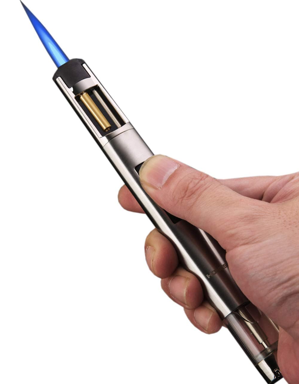 Butane Torch Kitchen BBQ Lighter Long Refillable Windproof Stainless Steel Li...