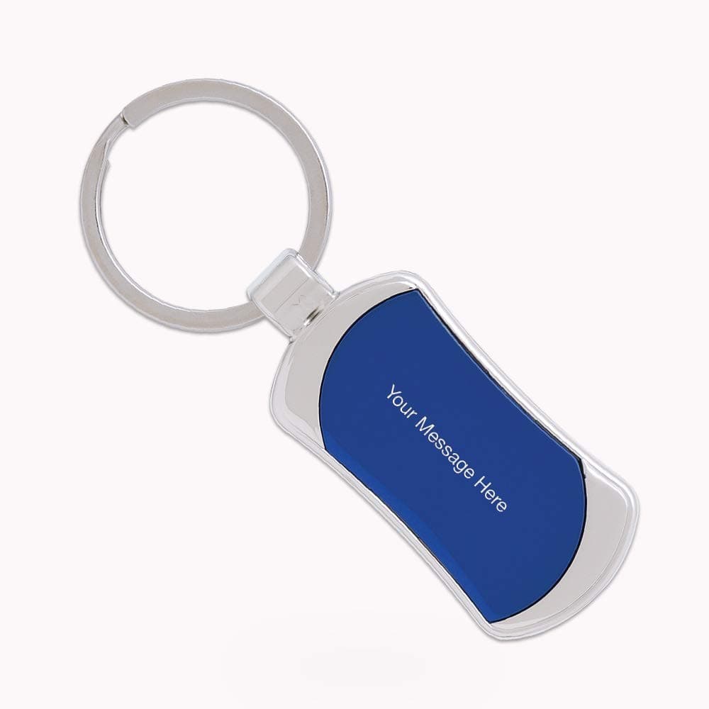 Custom Engraved Keychains with Split Key Ring. Available in 4 High Polished Colors with Silver Accents - Free Personalization