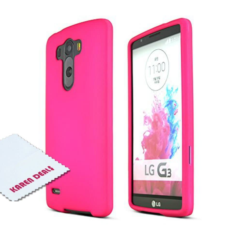 LG G3 Case, [Hot Pink] Rubberized Matte Hard Plastic Case Cover [Anti Slip] as Best Coolest Design Cases for LG G3