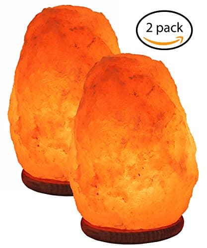 Pink Himalayan Salt Lamp - 2 Pack - Handcrafted Crystal Table and Night Light - Genuine Neem Wood Base, Dimmer Switch - 6-8 Pounds, 8" x 5" - ETL Certified - by Mason Mills