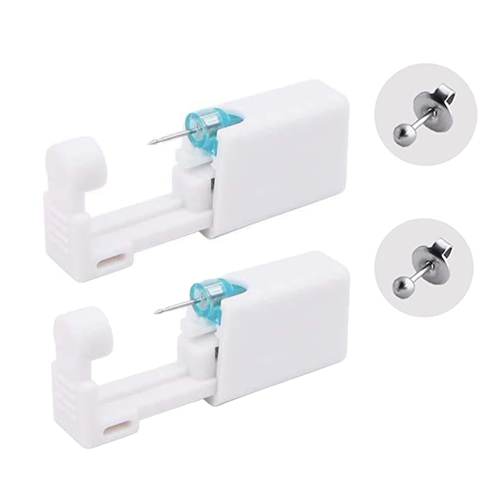 Ear Piercing Kit, 2pcs Disposable Piercing Gun Kit with Two Silver Stud Earrings and Tool, for First Time Users or Professionals Alike