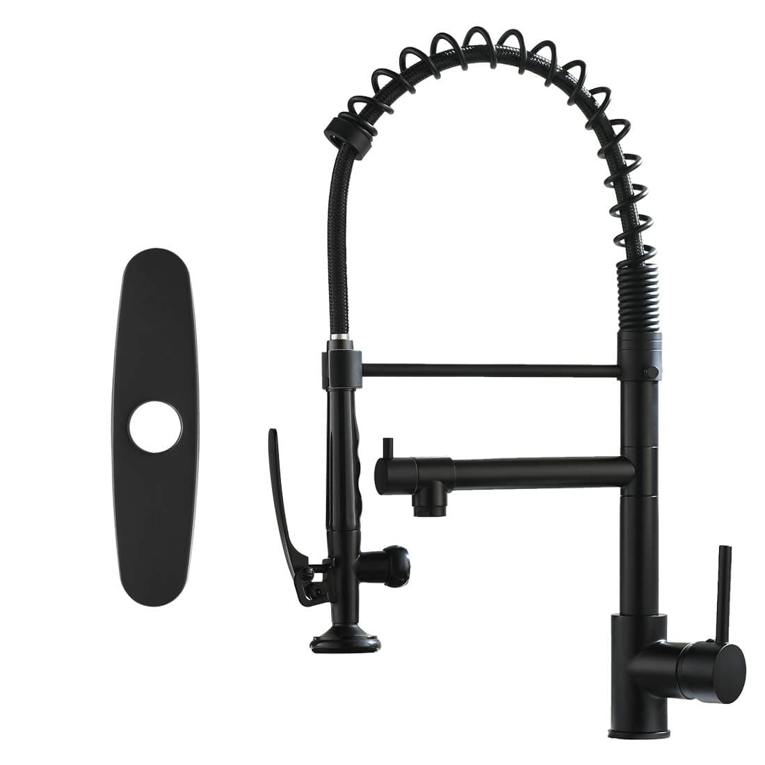 FapullyBlack Kitchen Faucet with Deck Plate