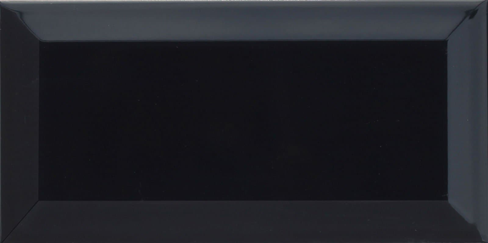 Metro Black Ceramic Wall Bathroom Tile Subway Brick Effect 100mm x 200mm Bevelled Edge Kitchen Tiles Gloss Finish 1m2 Box of 50