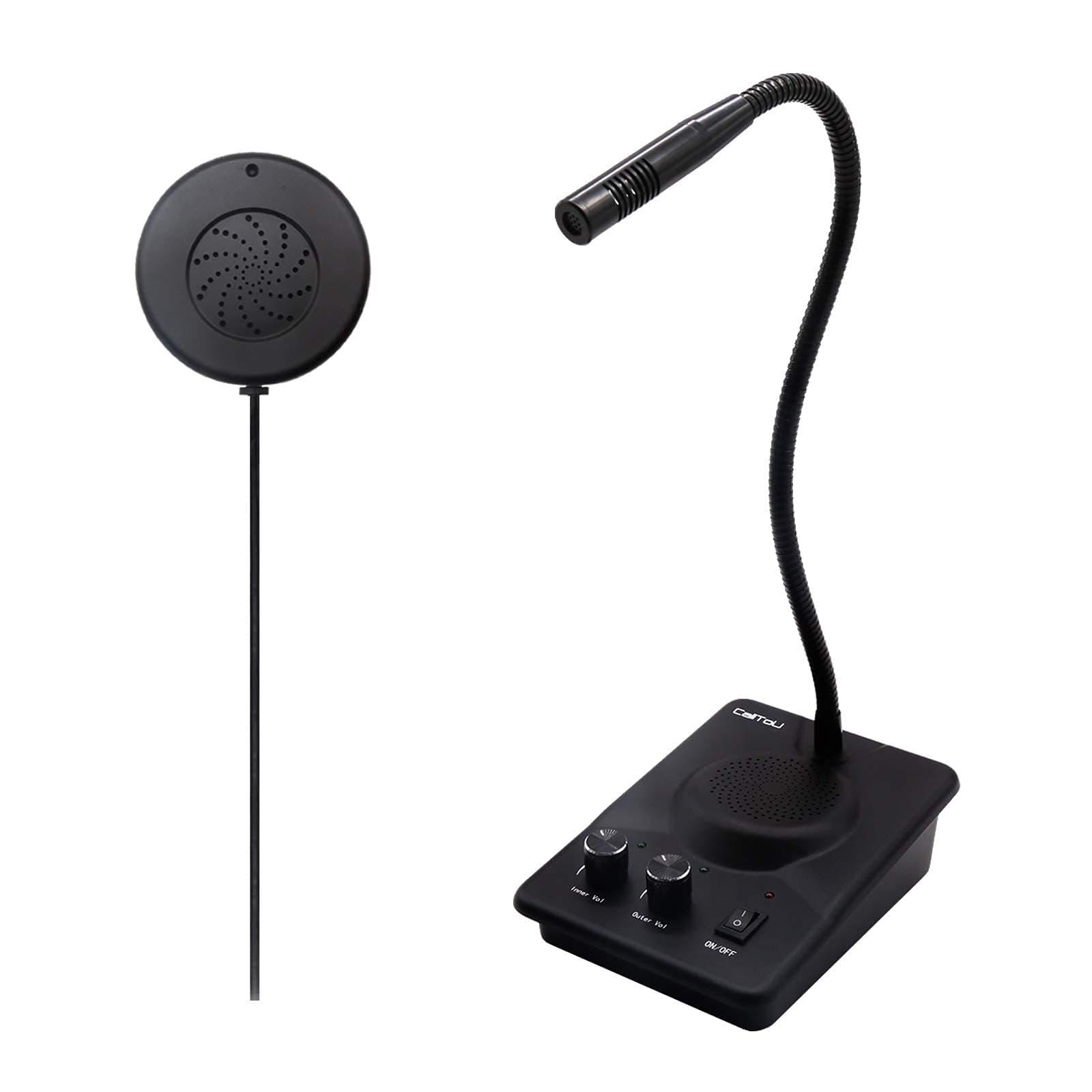 Window Speaker Intercom System Dual-Way Anti-Interference Window Microphone and Speaker for Bank Hospital Office Store Bus Station Ticket Booth Window Counter Intercom Black